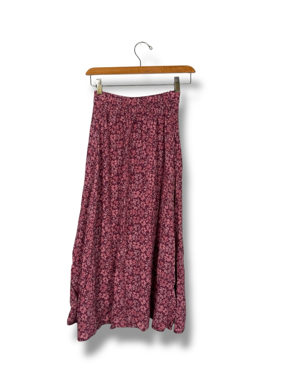 Coconut Avenue Floral Print Midi Skirt Button Down Flowy Small Pink - Picture 10 of 13